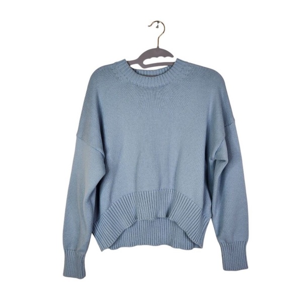 QUINCE Sweater Womens XS Sky Blue 100% Organic Cotton Boyfriend Crew Sweater - Picture 5 of 11
